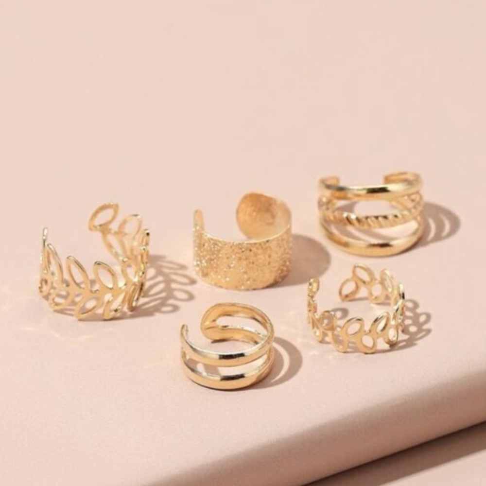 ⚜️𝟯𝟬%𝗢𝗙𝗙 𝗯𝘂𝗻𝗱𝗹𝗲𝘀 𝟯+⚜️ NEW 5 Floral Ear Cuff Earnings Set - Picture 12 of 16